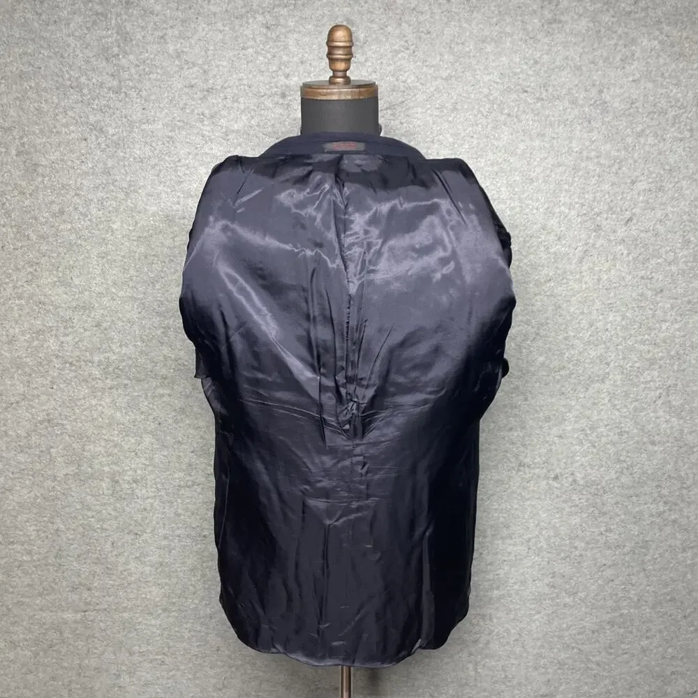 Vtg 90s Jean Paul Germain Paris Mens 44R Wool Like Sport Coat Blazer Navy Poland